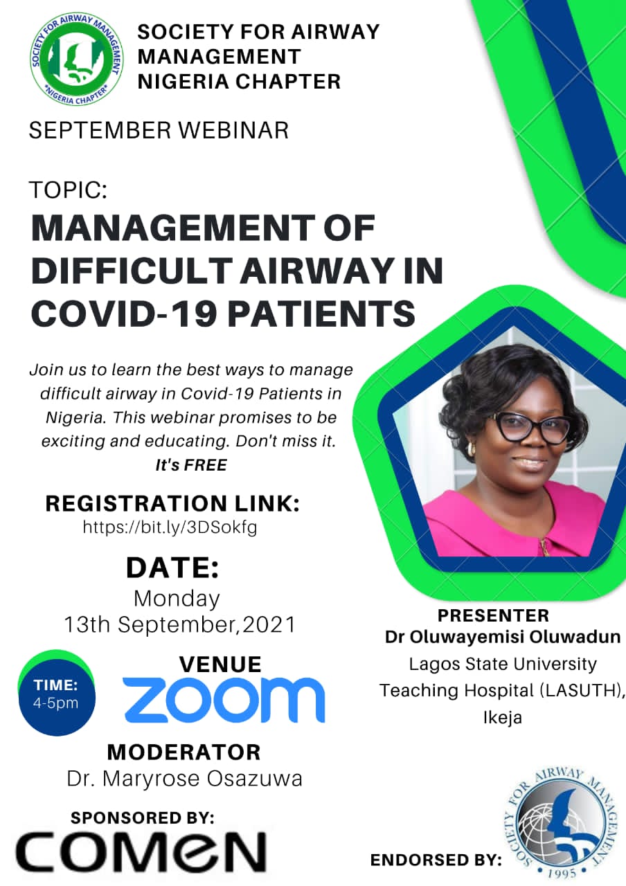 September Webinar: Management of Difficult Airway in Covid-19 Patients